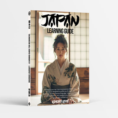 Livre de japonais pour débutants, couverture illustrée d'une femme en kimono apprenant les kanji