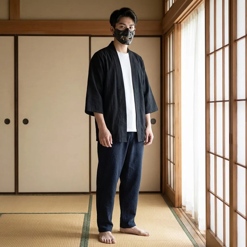 Détail du col du Long Kimono Cardigan