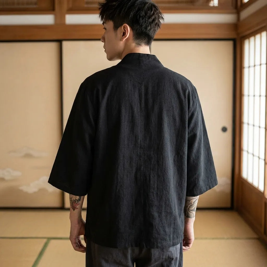 Dos du Long Kimono Cardigan façon haori