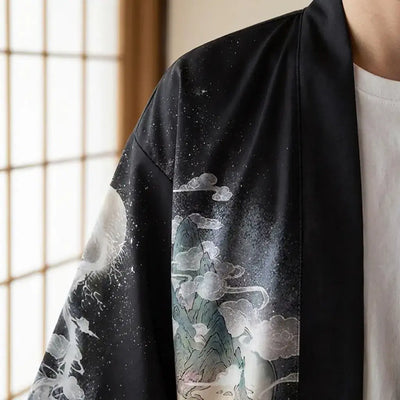 Gros plan sur le tissu et la manche du yume yukata