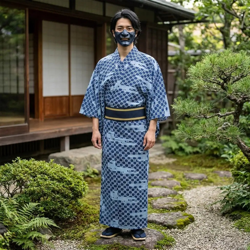Détail des manches amples d'un kimono homme