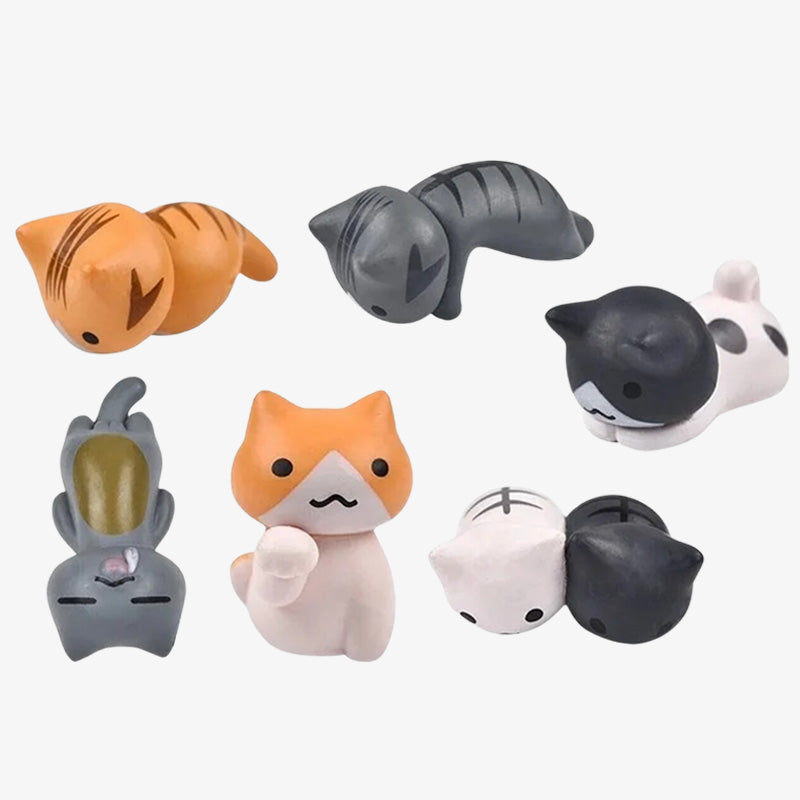 six maneki neko figurine pop de couleurs differentes