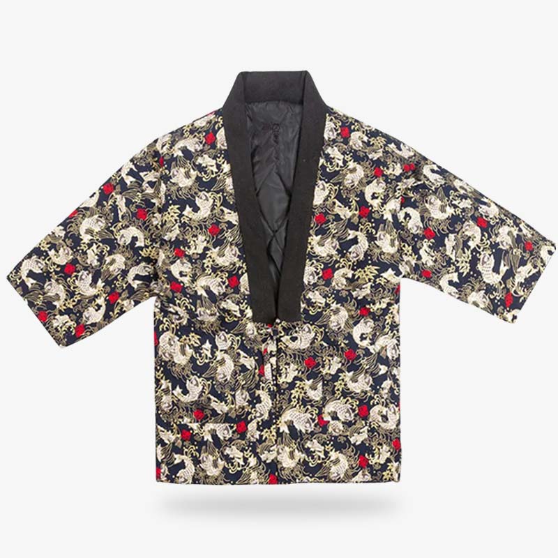 un manteau hanten traditionnel avec des motifs japonais traditionnels sur le tissu de la veste