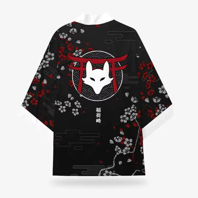 Manteau japonais kitsune posé à plat, vue de dos