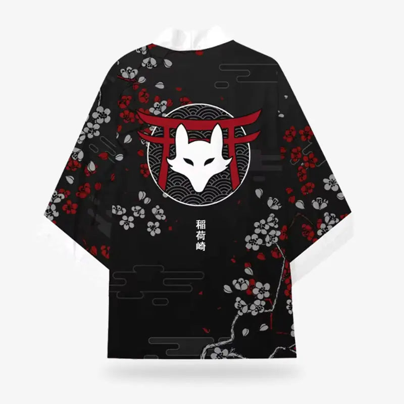 Manteau japonais kitsune posé à plat, vue de dos