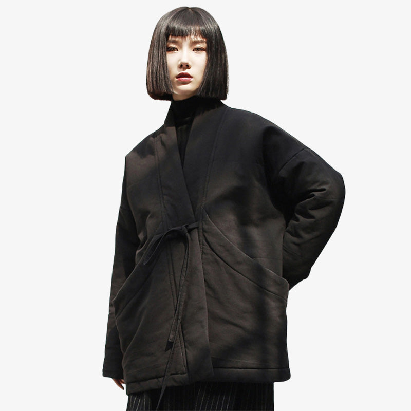Manteau kimono femme noir vue de face