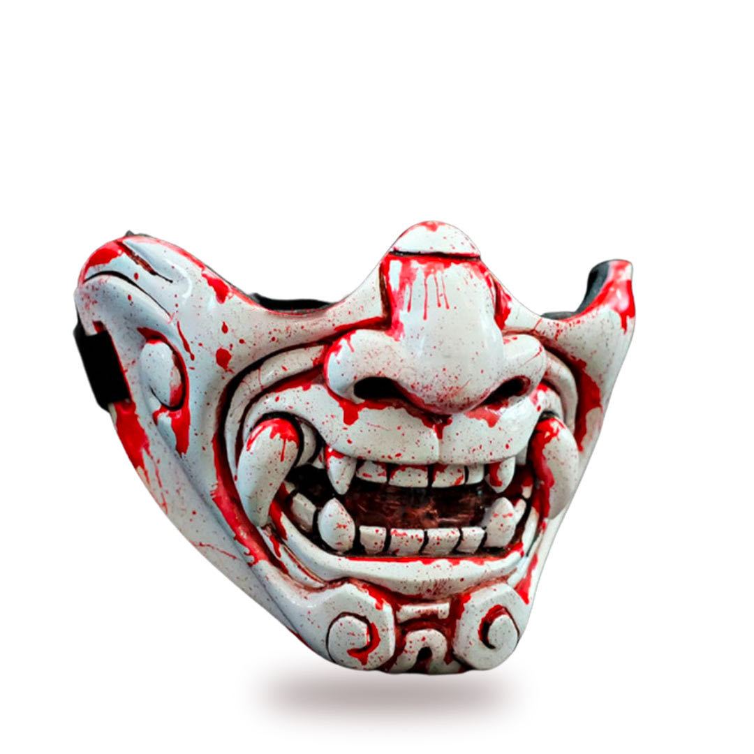 Masque demon samourai artisanal avec finition mempo et doublure intérieure souple