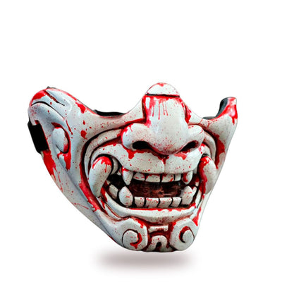Masque demon samourai artisanal avec finition mempo et doublure intérieure souple