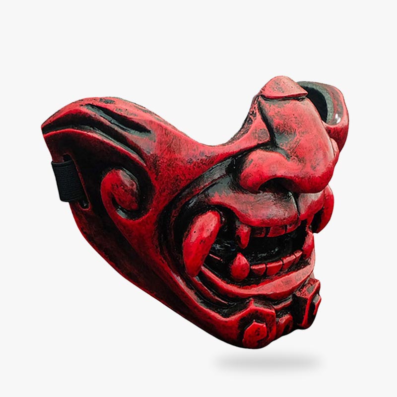 Masque de guerrier japonais rouge, artisanat traditionnel
