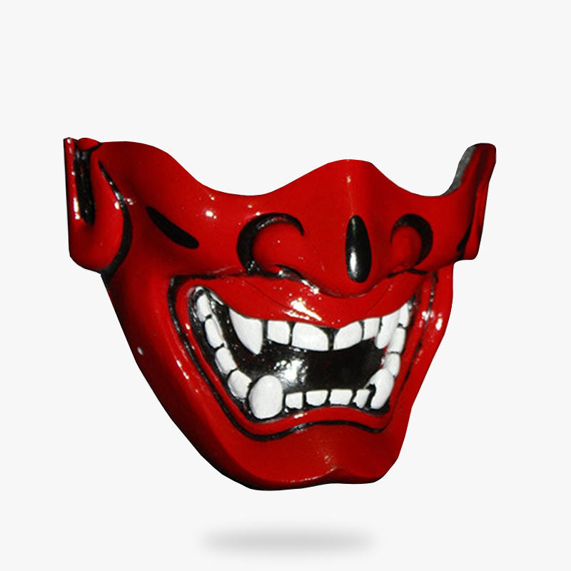 Ce masque Hannya achat est un masque de samouraï mais aussi un symbole de démon japonais. Ce masque samourai est un visage rouge avec des crocs de couleur blanche
