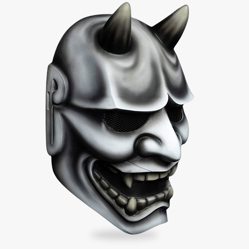 Masque Hannya blanc inspiré du théâtre traditionnel japonais
