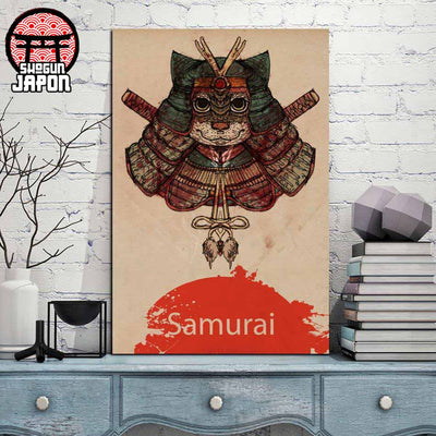 Masque traditionnel japonais en forme de chat porté avec un kimono