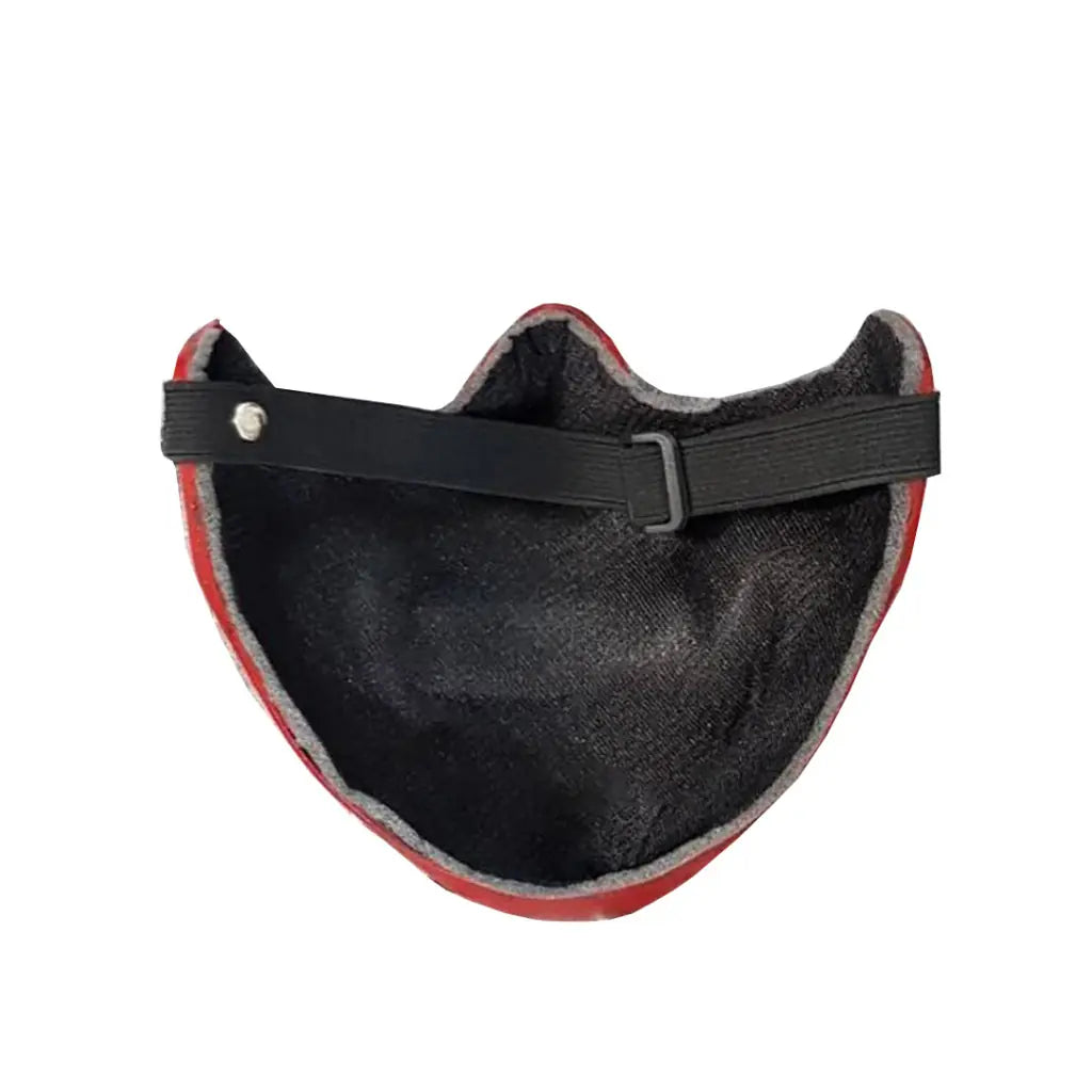 Masque japonais noir vu de dos, sangle réglable et intérieur rembourré
