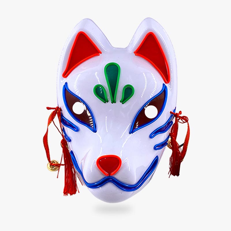 Masque japonais renard LED illuminé dans l'obscurité