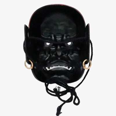 Masque japonais traditionnel ajustable avec une cordelette noire, idéal pour le cosplay