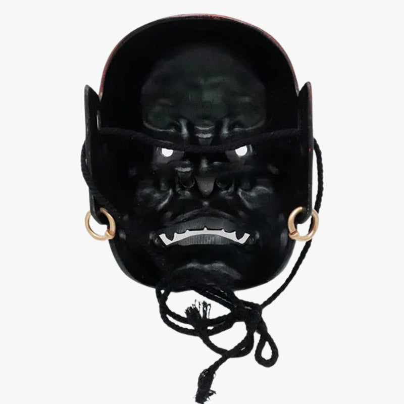 Masque japonais traditionnel ajustable avec une cordelette noire, idéal pour le cosplay