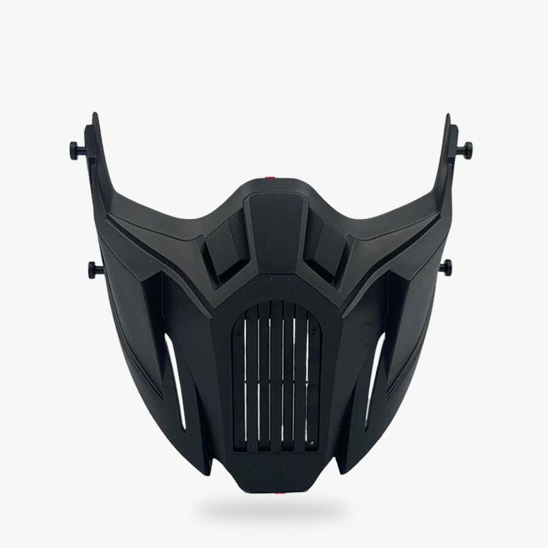 Masque ninja noir porté par un guerrier shinobi japonais