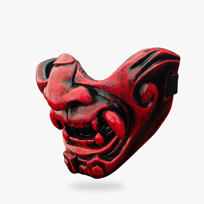Masque oni japonais peint à la main façon guerrier samourai