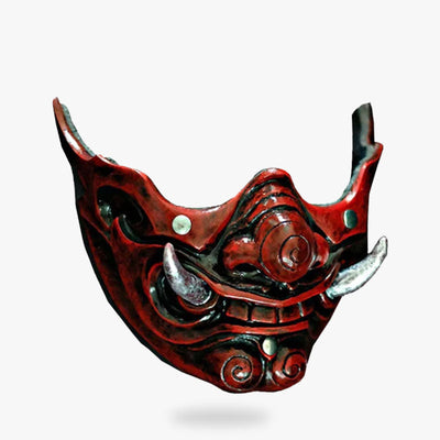 Masque Oni samouraï vue de profil sur visage
