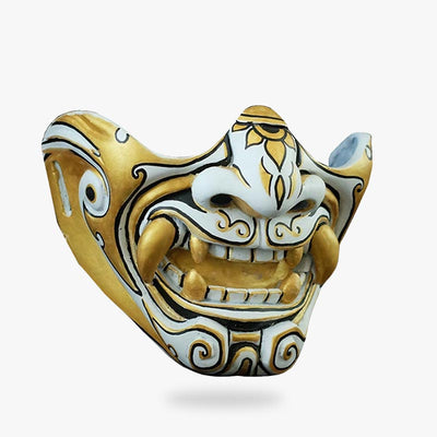 Masque samouraï demi-visage finition or et noir