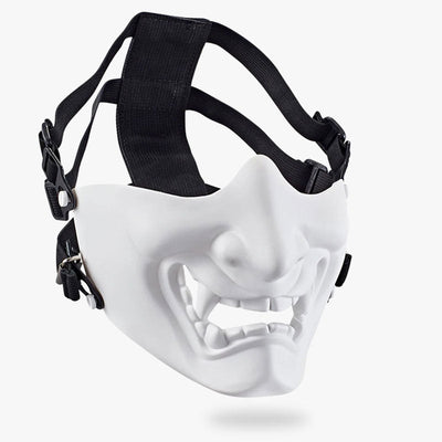 Masque Oni blanc en PU haute qualité pour airsoft et shinobi