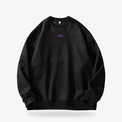 Le meilleur sweat japonais aux motifs minimalistes noirs et au confort supérieur, en mélange spandex et polyester, porté par un homme