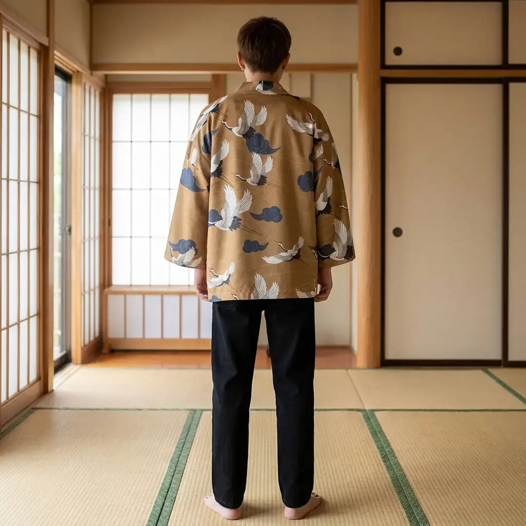Haori Yukata vu de dos, motif complet visible
