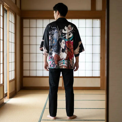 Kimono Manga vu de dos, motif complet visible