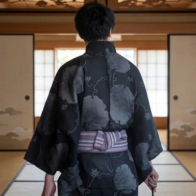 Motif yukiwa sur kimono japonais homme