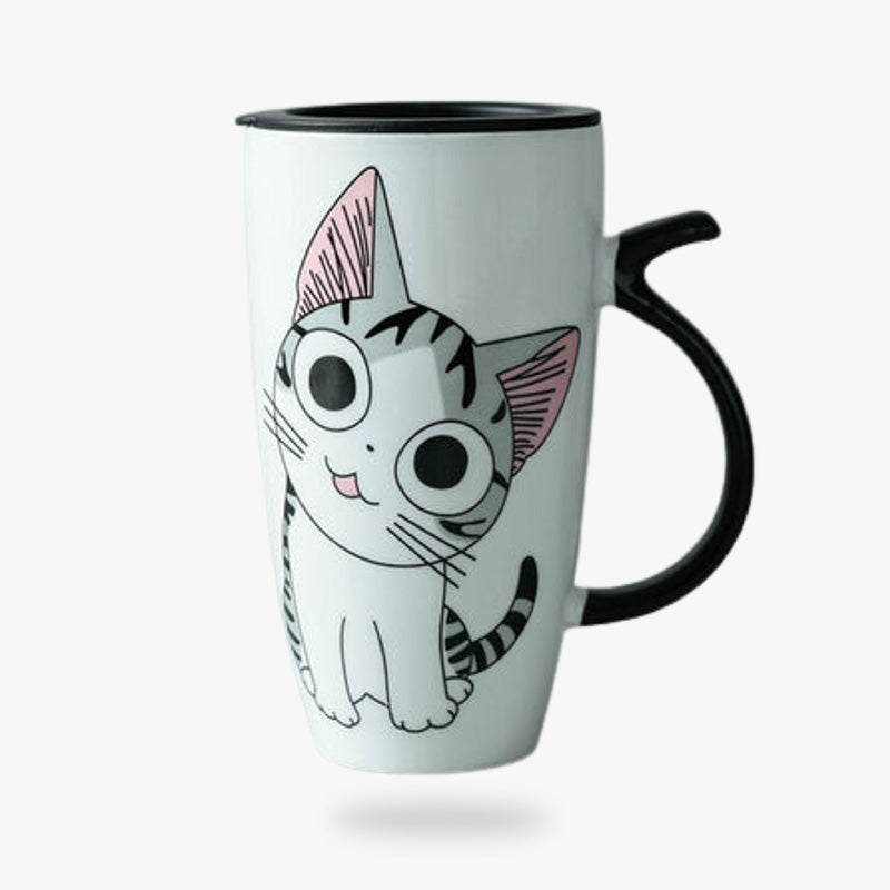 Cette grande tasse japonaise est un mug chat japonais avec un style kawaii