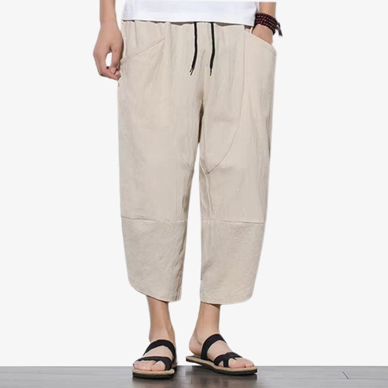 Pantacourt japonais homme coupe large inspiration zen