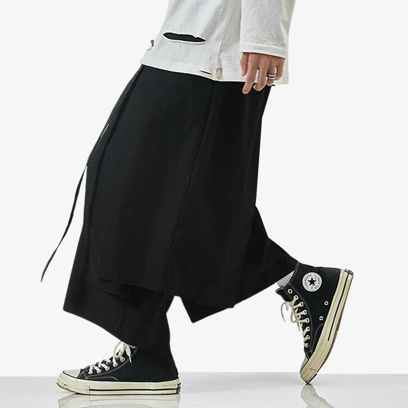 Pantalon Hakama en coton et polyester posé à plat