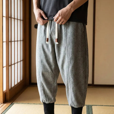 Pantalon Homme Japonais à plat, vue de face