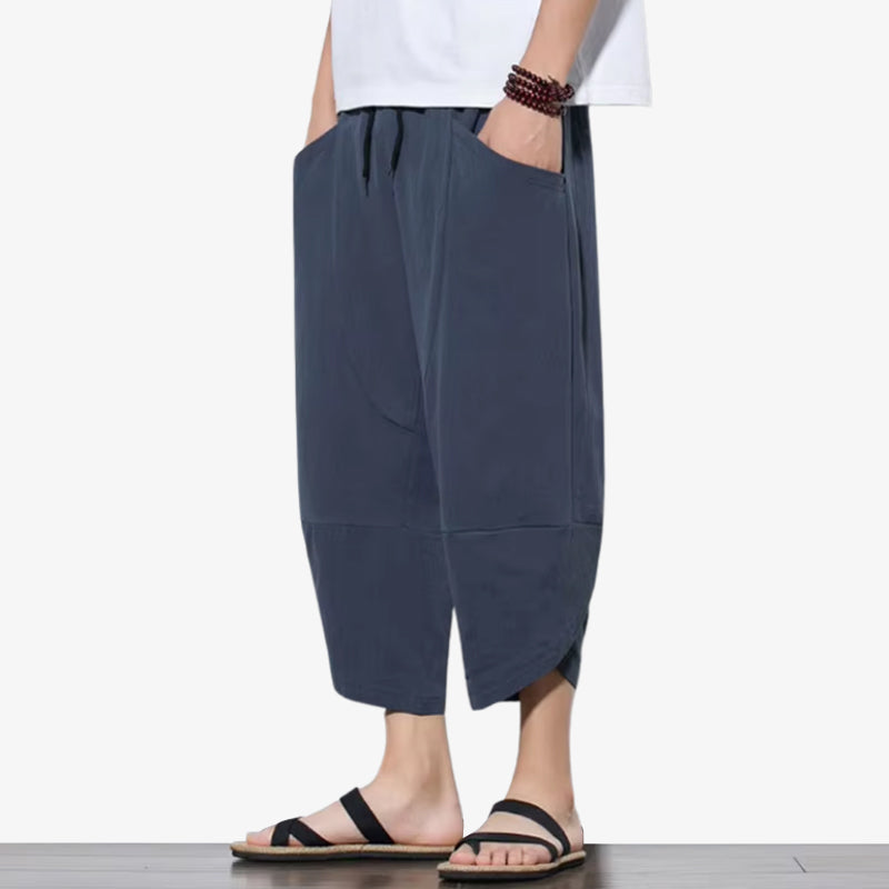 Pantalon japonais homme à jambes larges et coupe décontractée d'inspiration streetwear