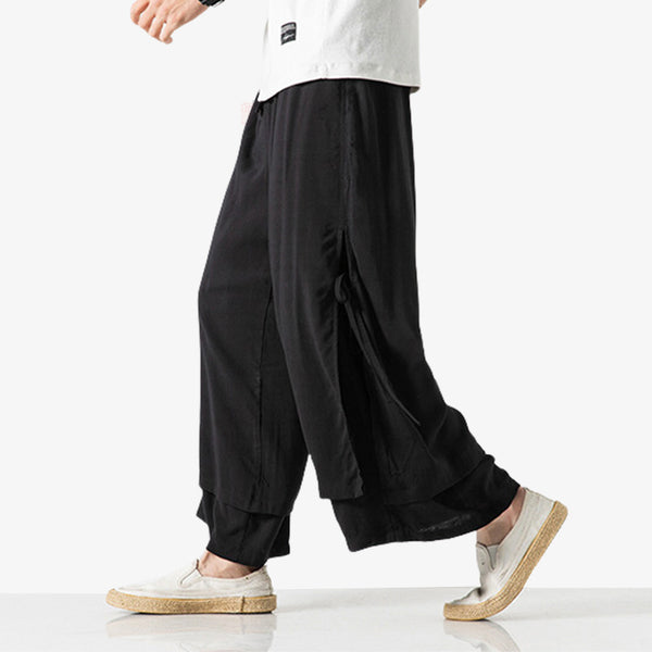 Un pantalon japonais pour homme de couleur noir pour un style zen et fluide
