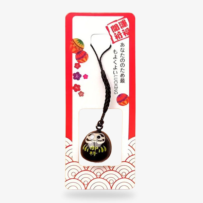 Porte-clé Daruma noir, symbole japonais de protection et de résilience