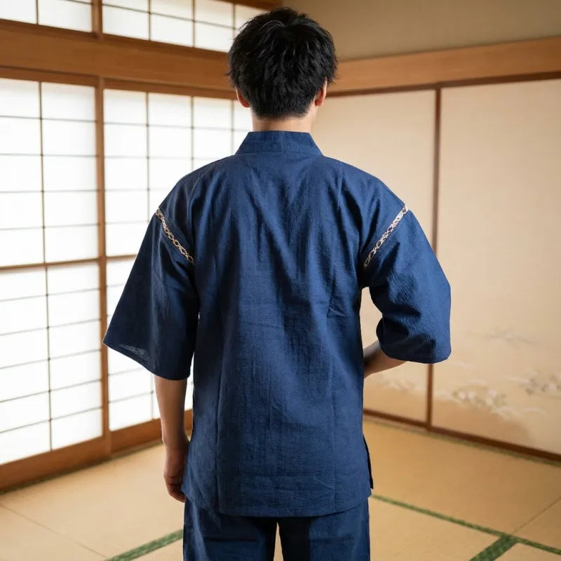 Pyjama homme japonais détail du short bermuda