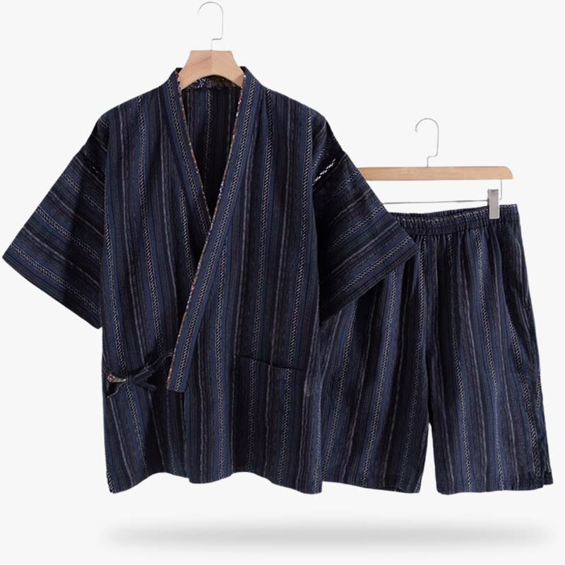 Ce pyjama Jinbei se compose d'un short et d'un haut en coton. C'est un habit japonais confortable 