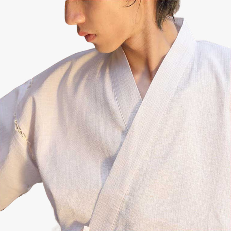 Pyjama Kimono Japonais En Coton - Unisexe - Style Traditionnel - Gris - Taille M