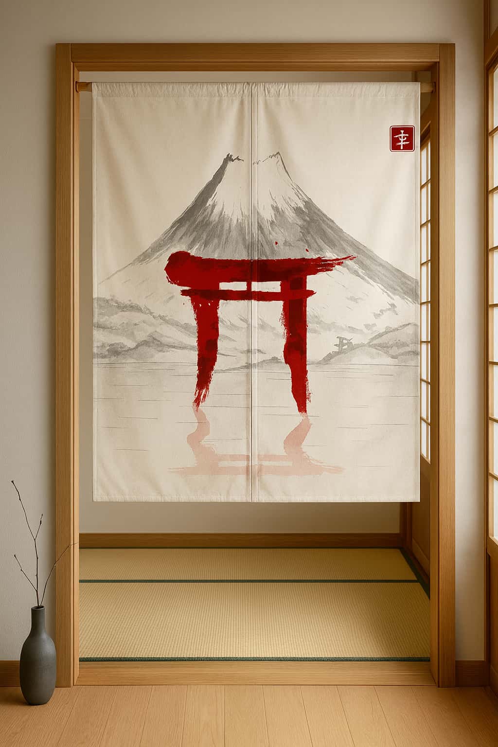 Rideau japonais décoratif style japandi