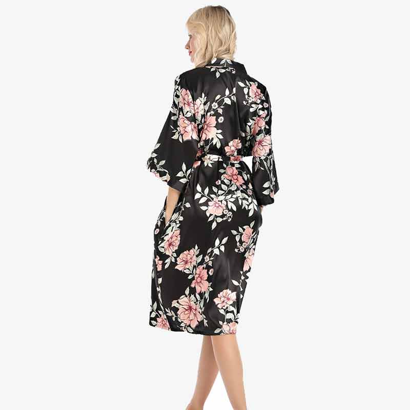 Robe kimono fleurie avec ceinture obi
