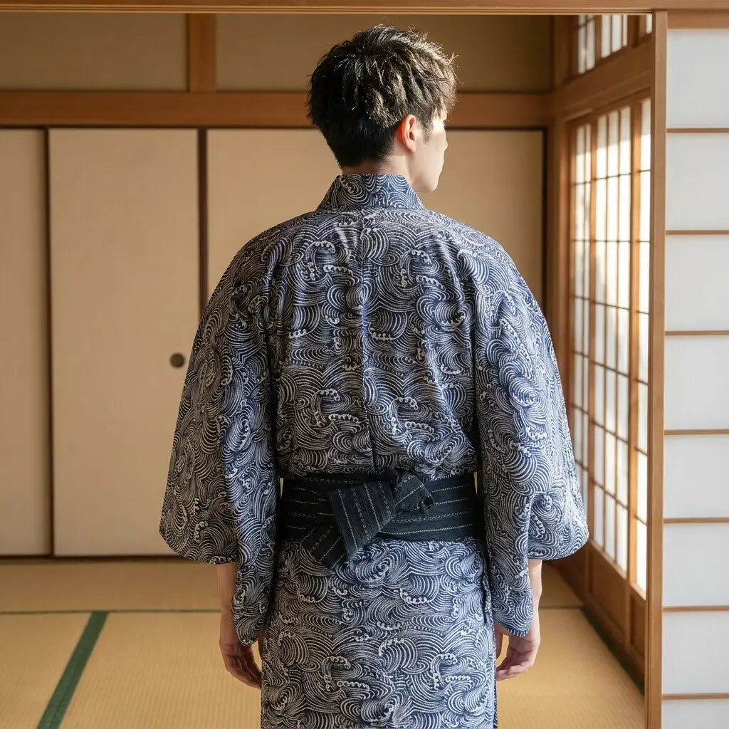 Robe kimono homme inspiration océan vue arrière