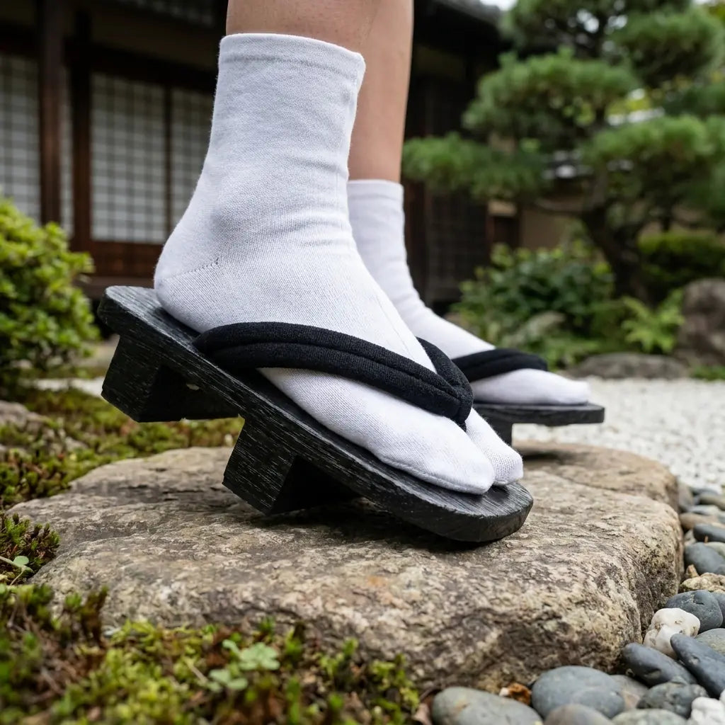 Sandales japonaises en bois geta vue de face