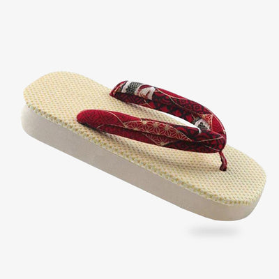 Sandales zori japonaises avec lanière à motifs traditionnels rouges