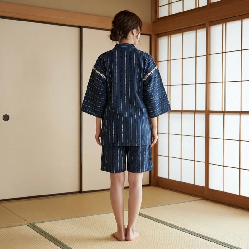 Short jinbei ajustable coton