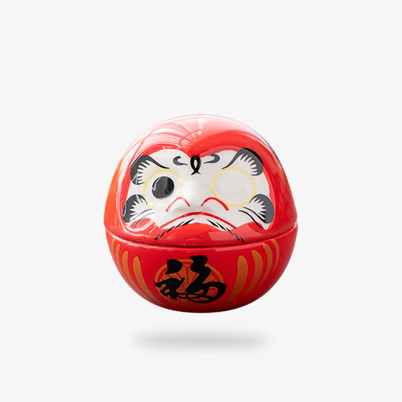 Statuette Daruma Rouge en céramique, symbole japonais de persévérance