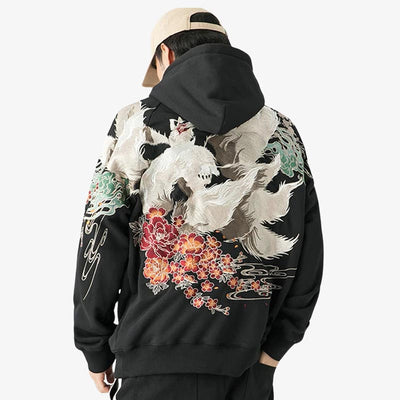 Sweat brodé renard japonais