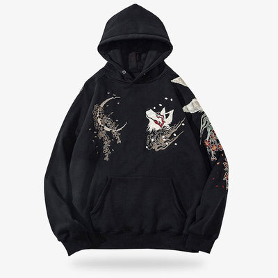 Sweat japonais brodé à capuche