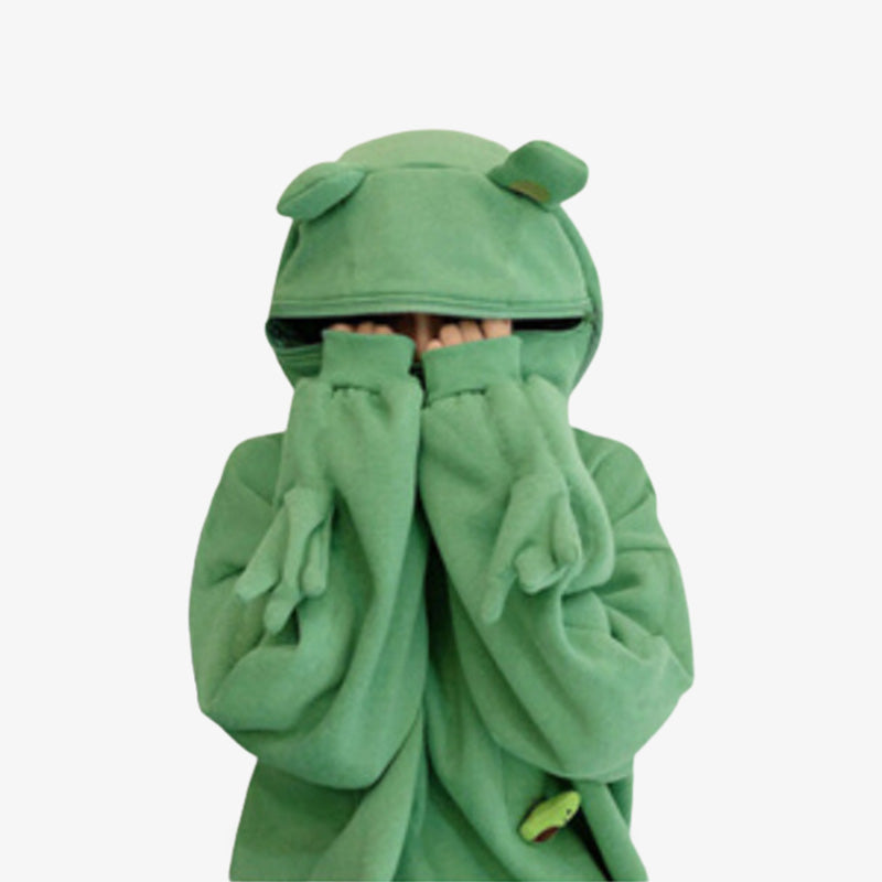 Sweat kawaii japonais avec un motif de grenouille adorable, parfait pour adopter un style Harajuku fun et confortable