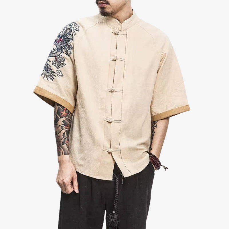 T-shirt dragon traditionnel inspiré de l'art japonais ancien, conçu pour ceux qui apprécient le symbolisme et l'héritage dans leurs vêtements